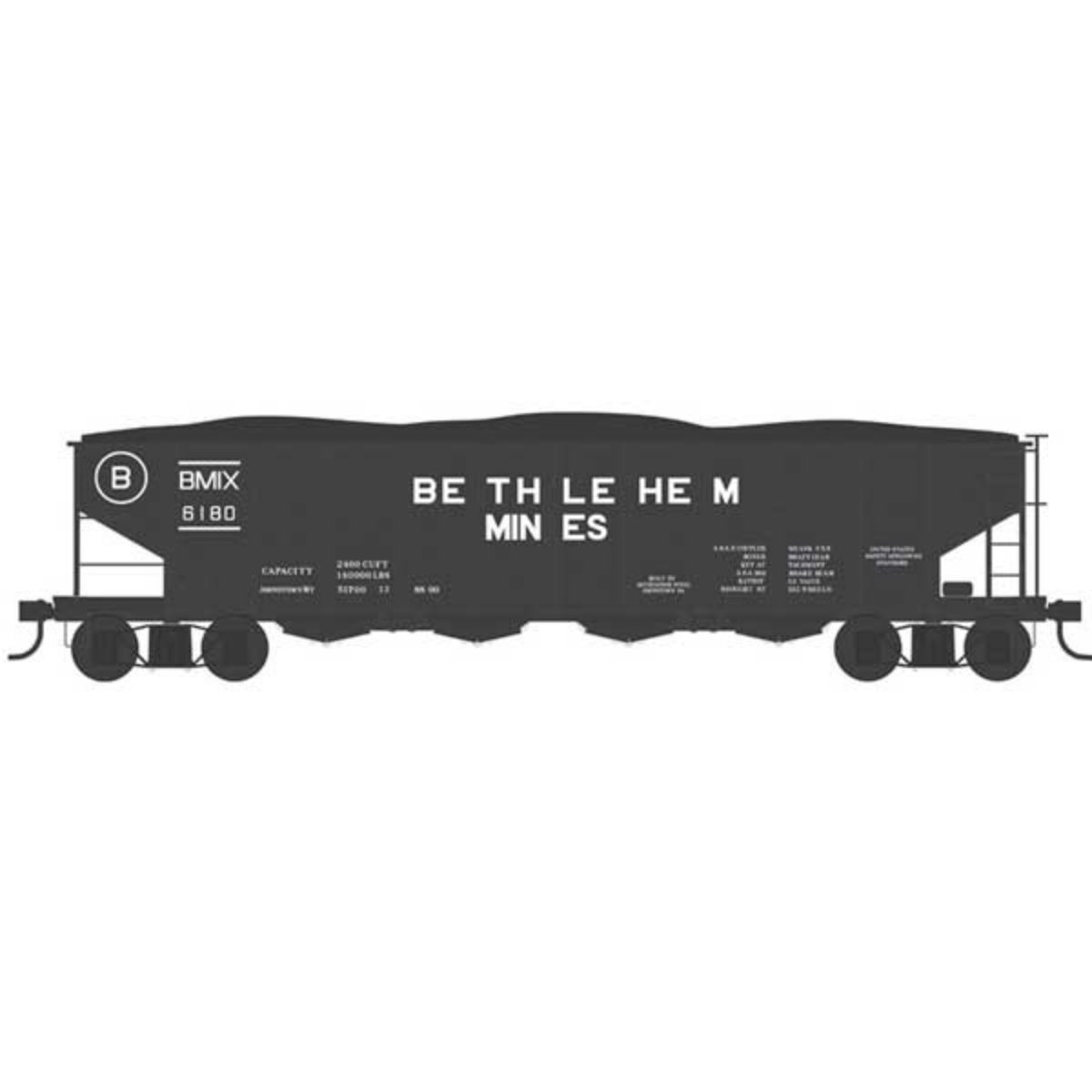 Class H21a 4-Bay Hopper with Clamshell Doors - Ready to Run - Bethlehem Mines - H0 - Walthers 6-43002