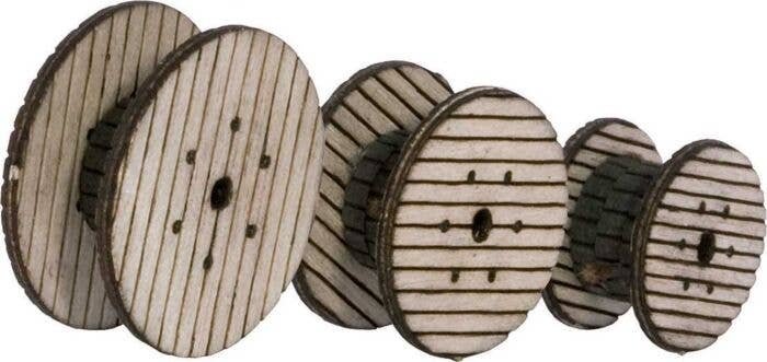 Cable Reels -- Laser-cut Wood Kit, HO, Walthers SceneMaster 4155