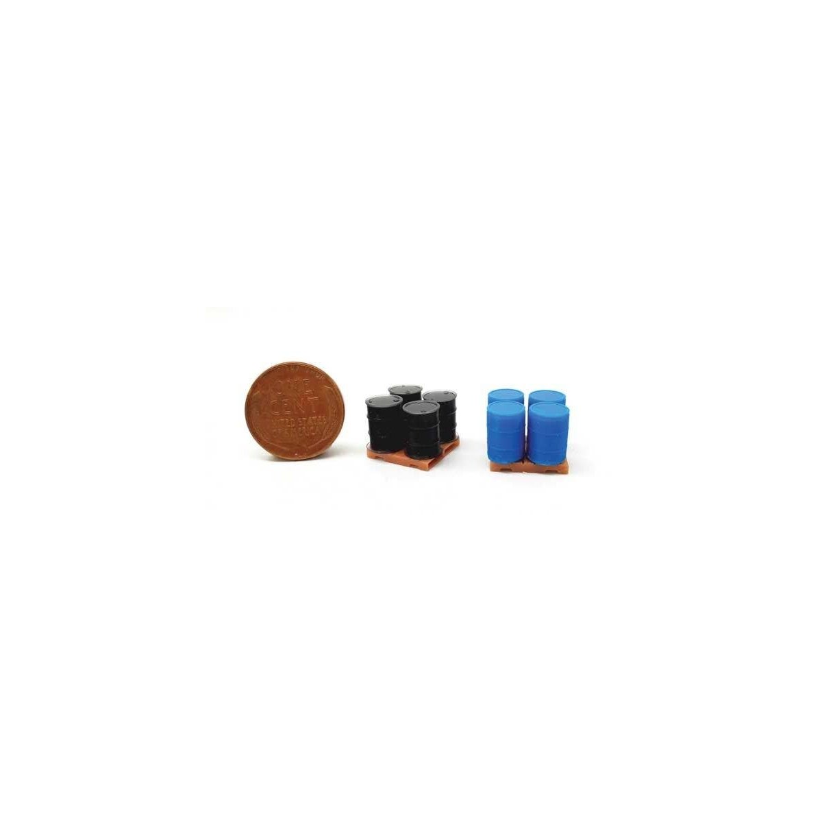 4 Blue Drums and 4 Black Drums on Pallets, HO, ALL SCALE MINIATURES 870946