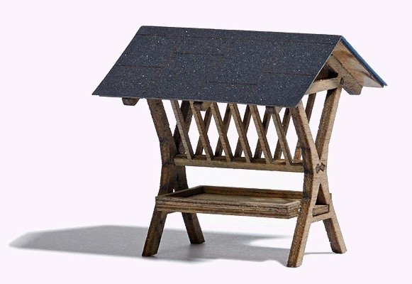 Animal Forage/Feeding Stand -- Laser-Cut Wood Kit - 1-5/16 x 1-1/8 x 1-1/4′ 3.3 x 2.9 x 3.2cm, HO, Busch Gmbh & Co Kg 1562