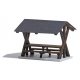 Table & Benches w/Canopy -- Laser-Cut Wood Kit - 1-1/2 x 1-5/16 x 1-3/16′ 3.8 x 3.3 x 3cm, HO, Busch Gmbh & Co Kg 1563