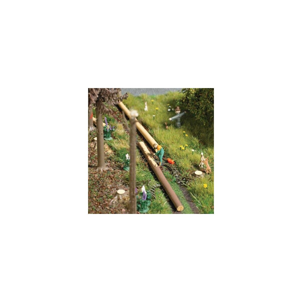 Tree Debarking - Action Set -- 3 Logs, Branches, Figure, Chainsaw, HO, Busch Gmbh & Co Kg 79881