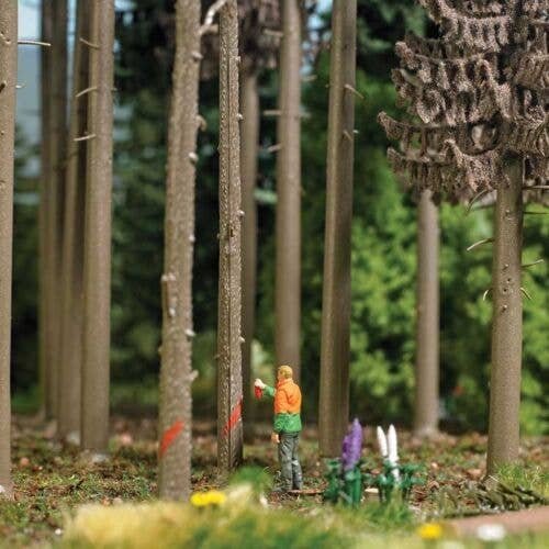 Tree Marking - Action Set -- 3 Dead Tree Trunks, 3 Stumps, Figure, HO, Busch Gmbh & Co Kg 79880