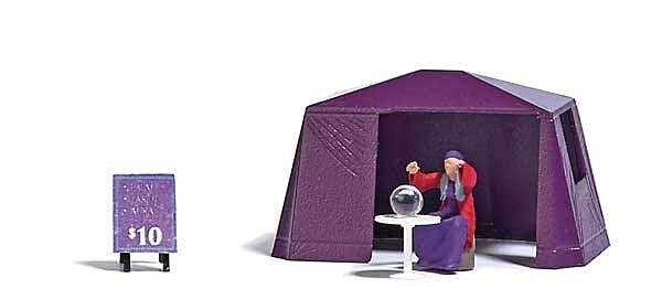 Fortune Teller - Action Set -- Tent, Sign, Table, Figure, Crystal Ball, HO, Busch Gmbh & Co Kg 7995