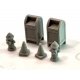 Sidewalk Details -- Unpainted Resin Castings - 2 Each: Traffic Cones, Mailboxes, Fire Hydrants, HO, Bar Mills LLC 2025