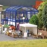 Bratwurst Grill Stand - Complete Miniature Scene Kit -- Grill, Canopy, 4 Tables, 7 Benches, Signboard, Unpainted Grill Master Fi