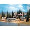 Trailer Park Scene -- w/2 `Airstream` Trailers, HO, Busch Gmbh & Co Kg 1054
