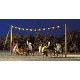 Summer Night Party Set -- Garland w/12 Colored Lights, 2 Wooden Masts, 4 Benches & 2 Tables, HO, Busch Gmbh & Co Kg 5408