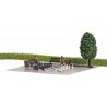 Garden Chess Miniature Scene -- Chess Board, Benches, Tree, Garbage Cans and 2 Figures, HO, Busch Gmbh & Co Kg 7839