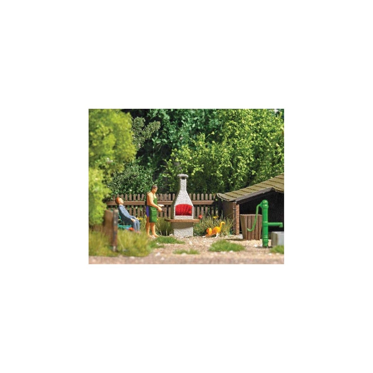 Stone Chimney Barbecue with Glowing Fire - Action Set -- 14-16V, HO, Busch Gmbh & Co Kg 5403