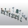 Scenic Details(R) (Unpainted Metal Castings) -- Assorted Rural & City Mailboxes, HO, Woodland Scenics 206