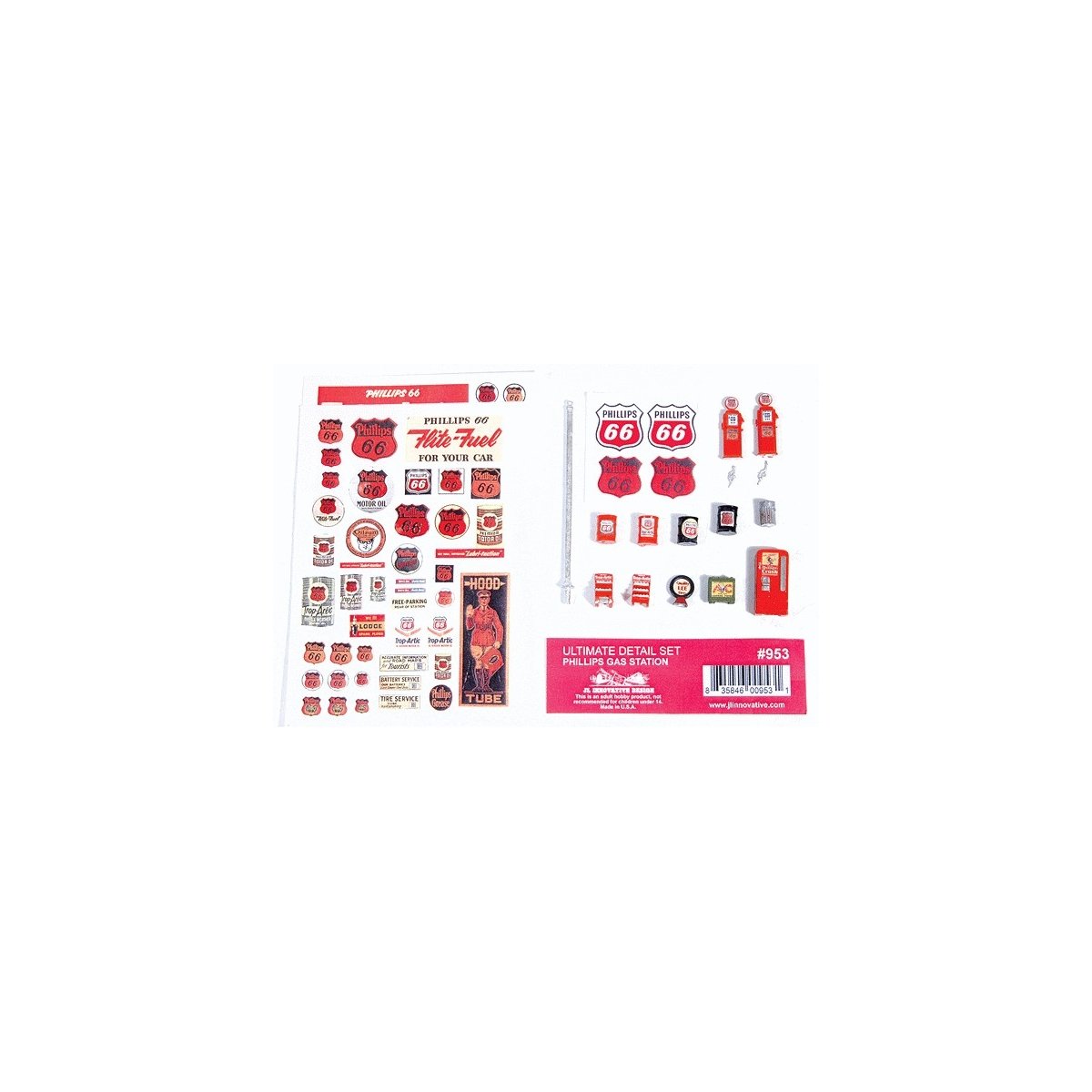 Decorated Ultimate Detail Set -- Phillips 66 Gas Station, HO, JL Innovative Design 953