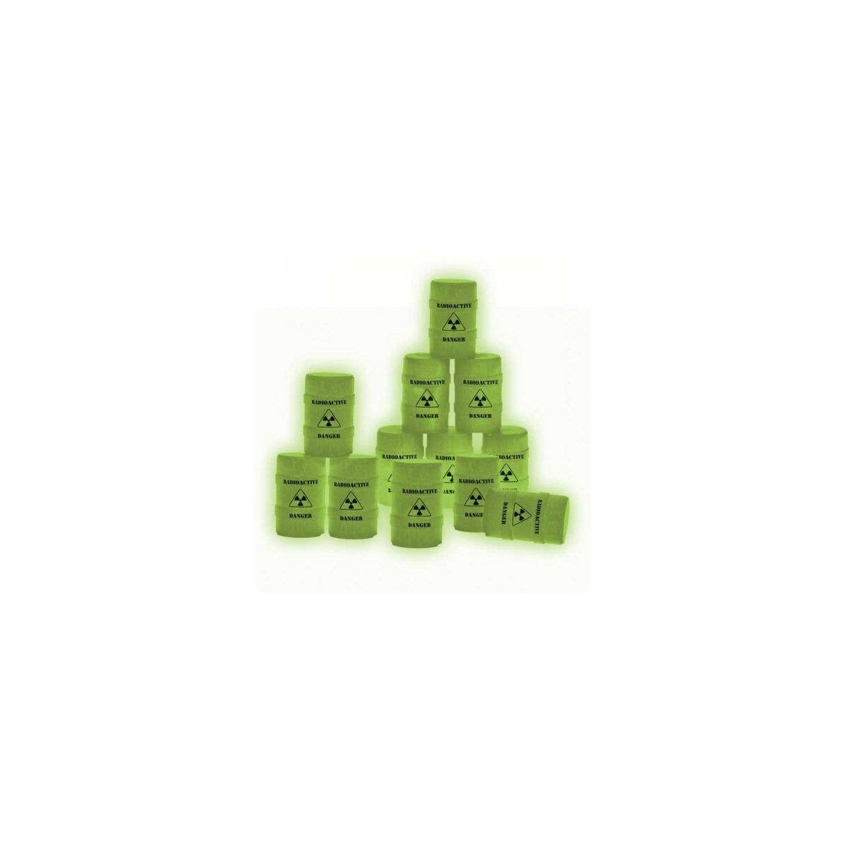 Area 51 Glow In The Dark Haz-Mat Barrels -- pkg(12), O, Lionel 2330040