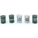 Custom Oil Barrels -- Quaker State (silver, green) pkg(5), HO, JL Innovative Design 579