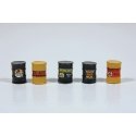 Custom Oil Barrels, pkg(5) -- Richfield (black, yellow), HO, JL Innovative Design 557