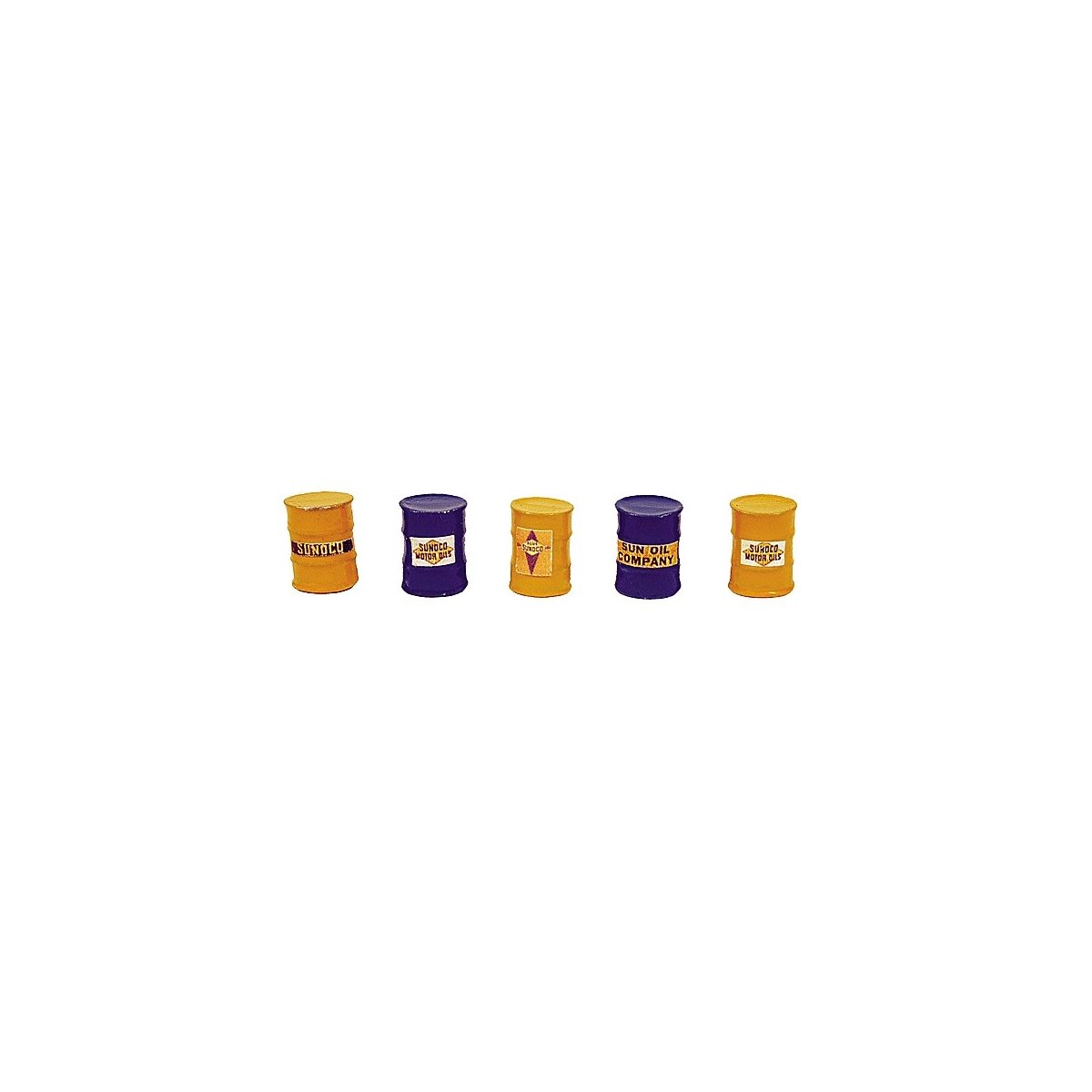 Custom Oil Barrel pkg(5) -- Sunoco (blue, yellow), HO, JL Innovative Design 558