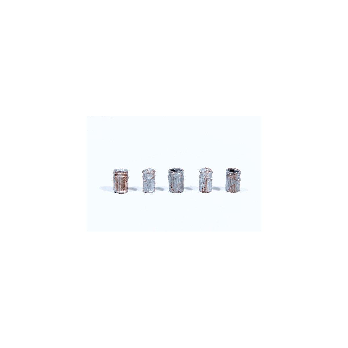 Custom Garbage Cans -- Painted & Rusted pkg(5), HO, JL Innovative Design 718