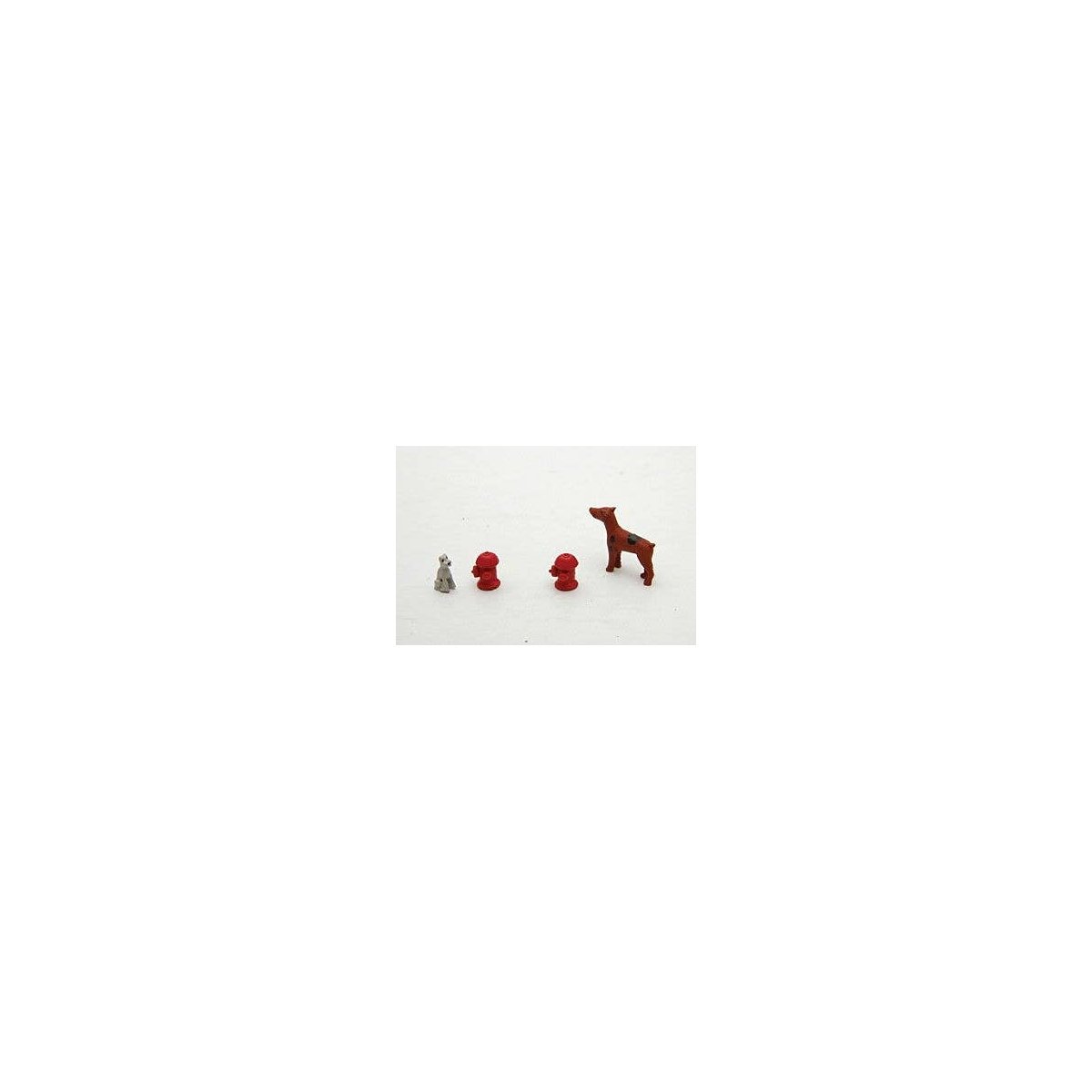 Dogs and Hydrants -- Unpainted Metal Castings 2 Each, HO, Durango Press 144