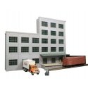 5-Story Building w/2 Overhead Doors, Loading Dock & Covered Dock - Keyrail -- Background Building Kit Includes 20 Multi-Pane Win