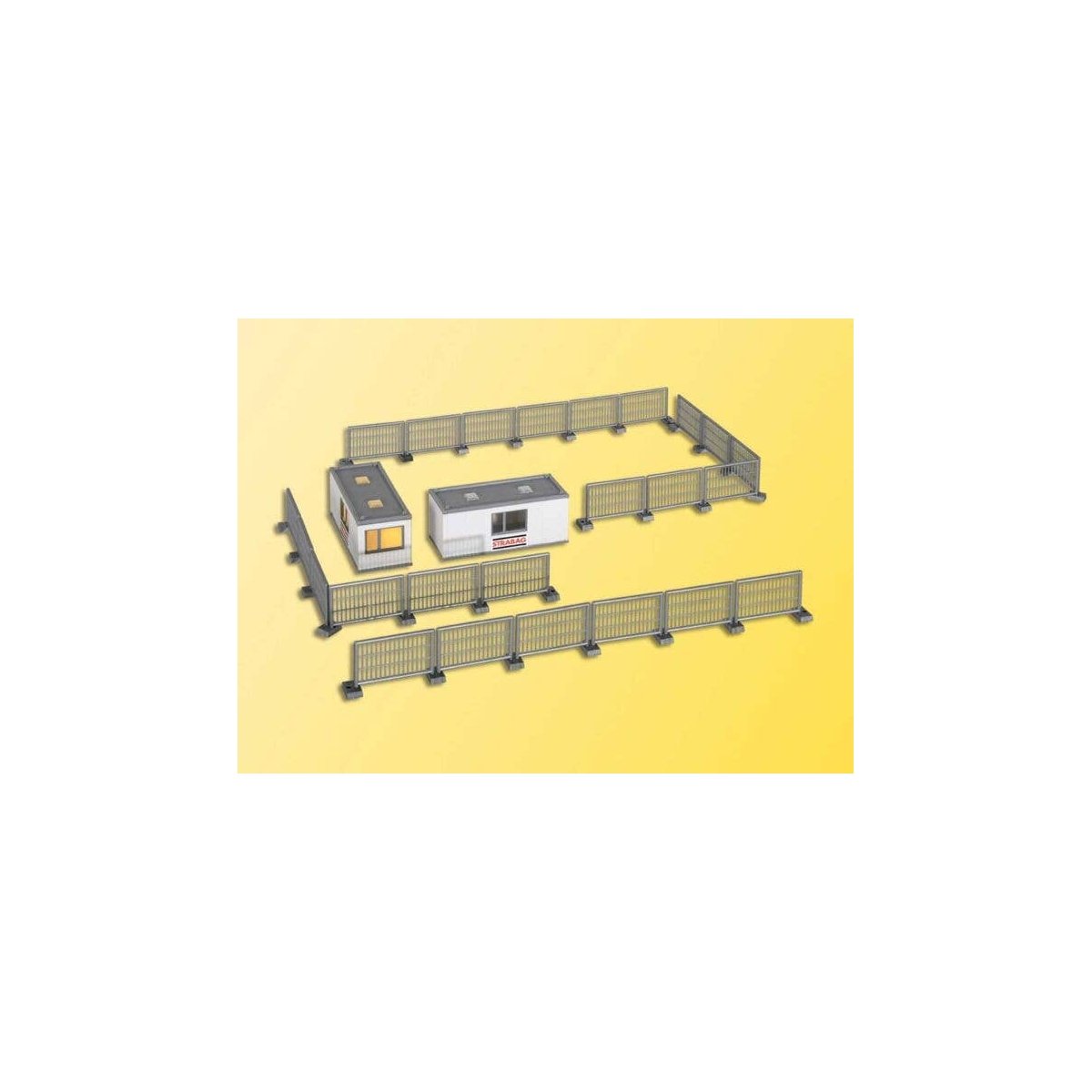 Construction Site Office Container & Fencing w/LED Lights - Kit -- 1 Lighted, 1 Unlighted container & Fencing, 14-16 Volts, STRA