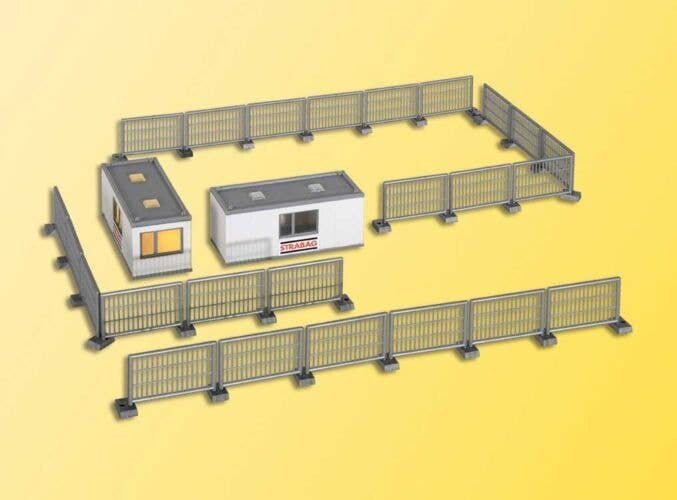 Construction Site Office Container & Fencing w/LED Lights - Kit -- 1 Lighted, 1 Unlighted container & Fencing, 14-16 Volts, STRA