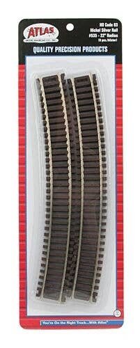Code 83 Curved Snap Track -- 22′ Radius pkg(6), HO, Atlas Model Railroad Co. 535