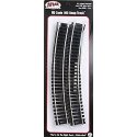 Code 100 Curved Snap-Track(R) Nickel-Silver Rail -- 22′ Radius (Black Ties) pkg(6), HO, Atlas Model Railroad Co. 836