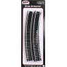 Code 100 Curved Snap-Track(R) Nickel-Silver Rail -- 22′ Radius (Black Ties) pkg(6), HO, Atlas Model Railroad Co. 836