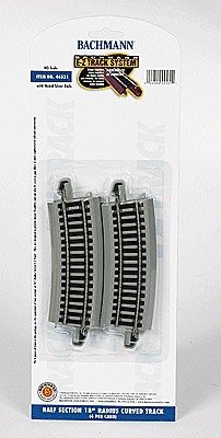 Curved Track w/ Nickel Silver Rail & Gray Roadbed - E-Z Track(R) -- 1/2 18′ Radius pkg(4), HO, Bachmann Industries 44531