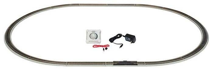 18′ Radius Track Oval Set - Nickel Silver Rail & Gray Roadbed - E-Z Track(R -- 12 Curved, 1 Straight, 1 Straight Terminal, Pow