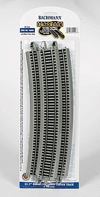 Curved Track w/Nickel Silver Rail & Gray Roadbed - E-Z Track(R) -- 35-1/2′ Radius 18-Degree Curve pkg(5), HO, Bachmann Industr