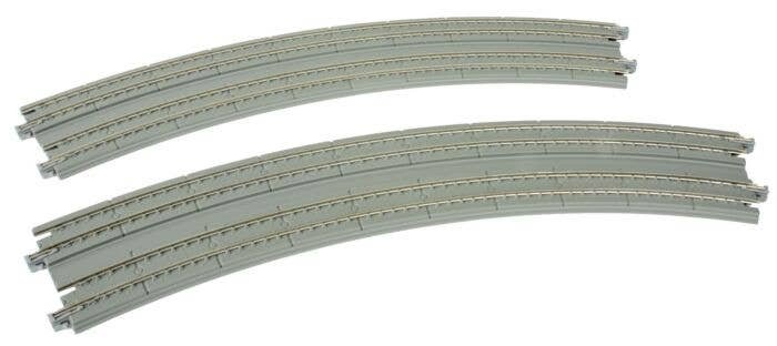 Curved Double Concrete Slab Superelevated Track - Unitrack -- 16-3/8 & 15′ 414 & 381mm, 45-Degree Easements (1 Left, 1 Right)