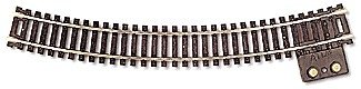 Terminal Section Snap-Track(R), Nickel-Silver Rail -- 18′ Radius Curved, Black Ties, HO, Atlas Model Railroad Co. 845