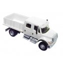 International(R) 7600 2-Axle Crew Cab Truck with Solid Stake Bed - Assembled -- White with Railroad Maintenance-of-Way logo deca