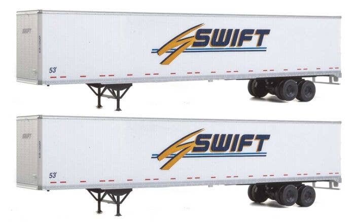 53′ Stoughton Trailer 2-Pack - Assembled -- Swift, HO, Walthers SceneMaster 2457