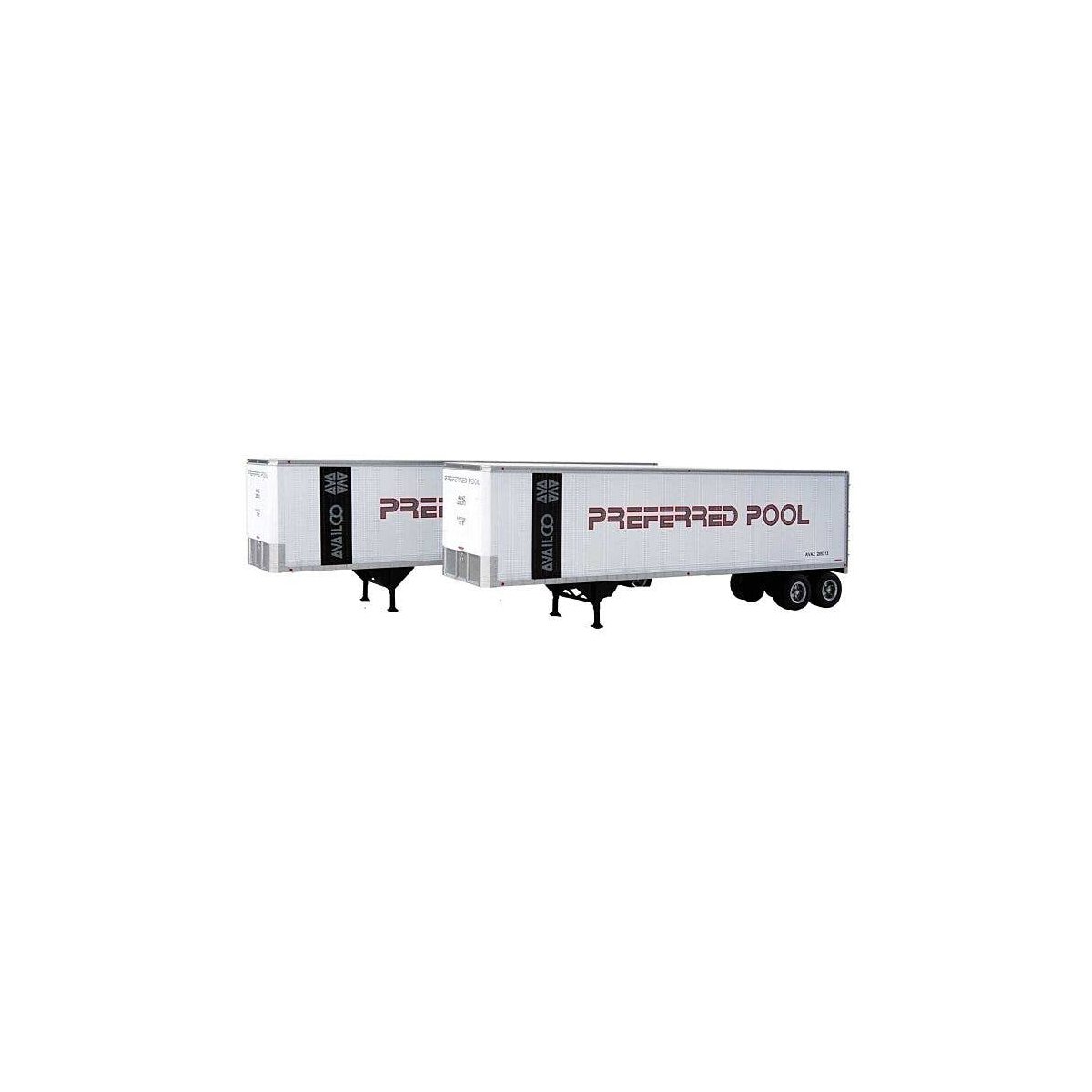 40′ Trailmobile Trailer 2-Pack - Assembled -- Preferred Pool (white, black, red), HO, Walthers SceneMaster 2515