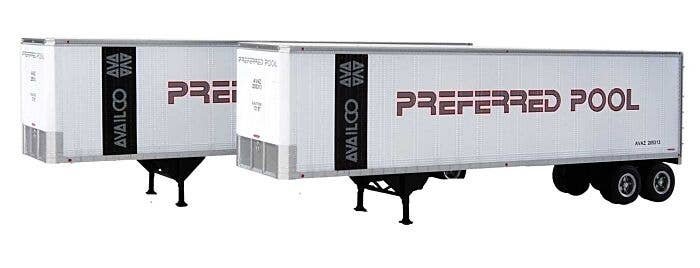40′ Trailmobile Trailer 2-Pack - Assembled -- Preferred Pool (white, black, red), HO, Walthers SceneMaster 2515
