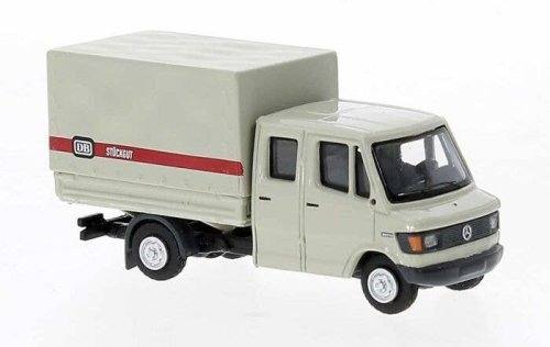 1988 Mercedes-Benz L207 Doka Low-Side Delivery Truck with Cover - Assembled -- German Federal Railroad DB Stuckgut (white, red, 