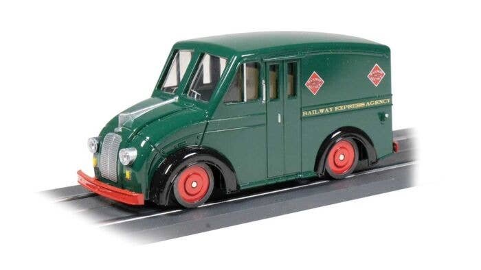 Operating Delivery Van - 3-Rail - Williams E-Z Street(R) -- Railway Express Agency (green, red), O, Bachmann Industries 42754