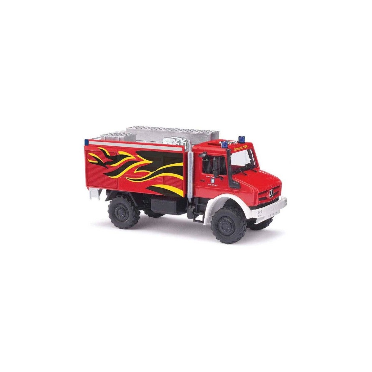 2014 Mercedes-Benz Unimog U 5023 Heavy-Duty Fire Truck - Assembled -- Ohrdruf/Thuringen, Germany, Fire Department (red, yellow, 