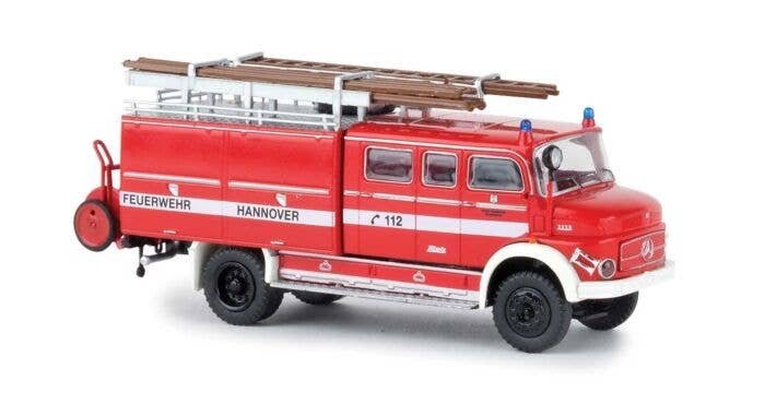 1968-1973 Mercedes-Benz LAF 1113 LF 16 Fire Truck - Assembled -- Dusseldorf, Germany, Fire Department (red, white, German Lette