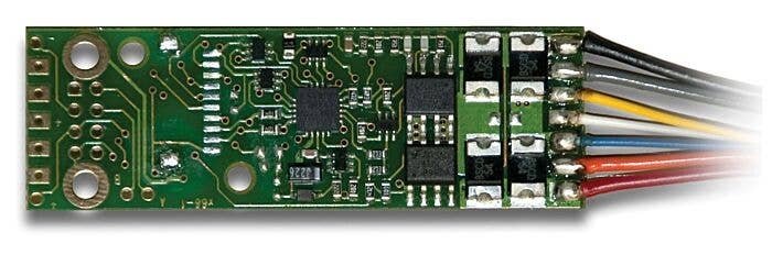 Motor/Function Decoder -- 6 FX3 Functions, 2.01x.67x.114′ 51.8x17x2.9mm, ALL, Digitrax DH465