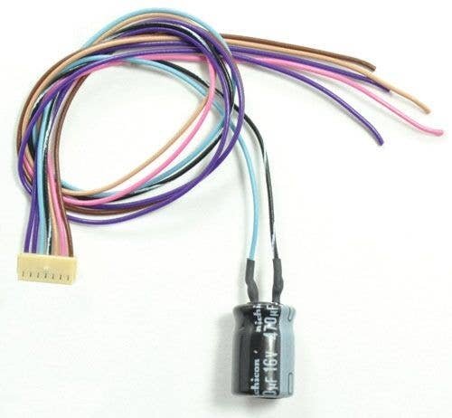 WAUX-CAP Replacement Auxiliary Harness w/Keep-Alive Capacitor -- Use with WOWSound decoders, ALL, Train Control Systems 1592