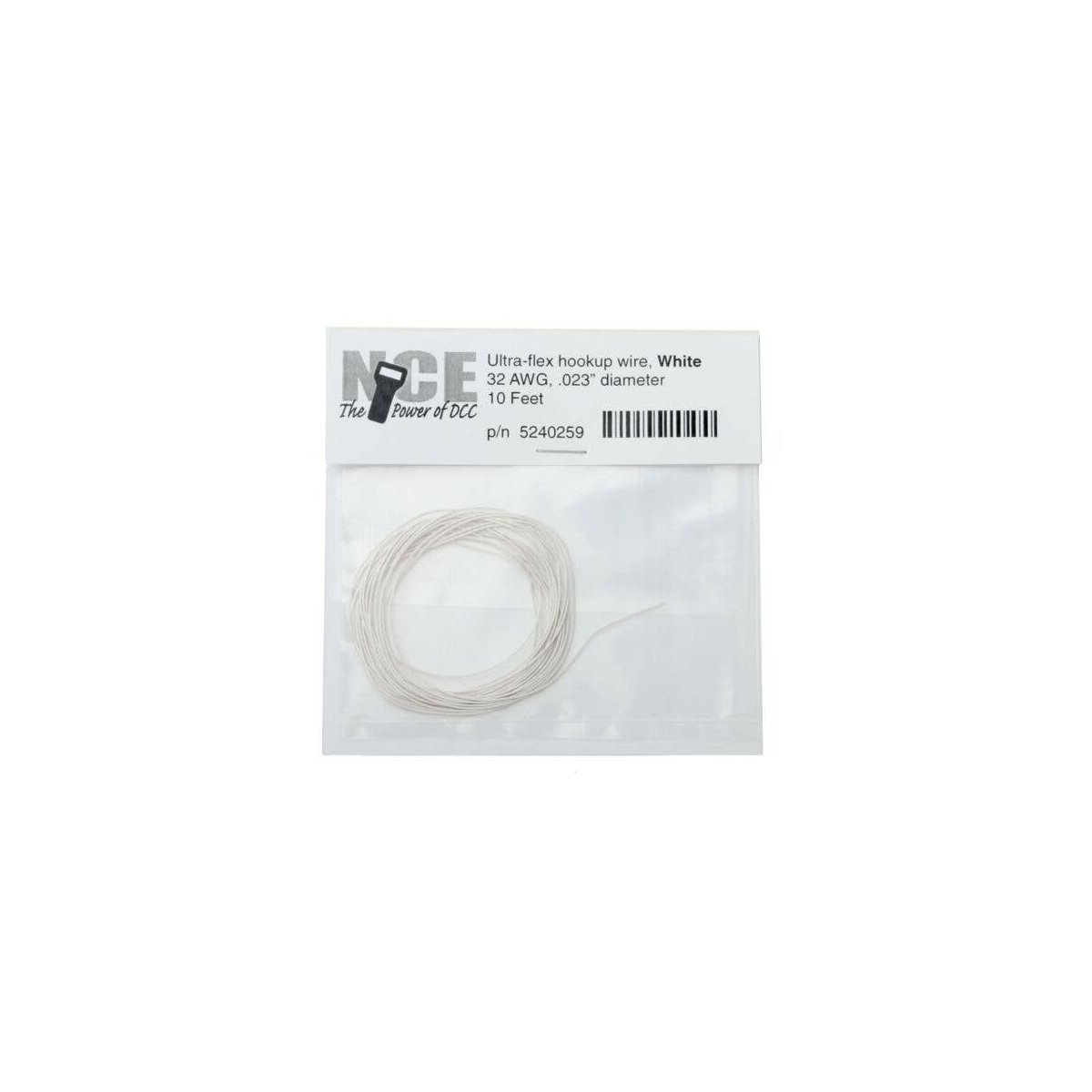 Ultraflex Hook-Up 32AWG .023 Diameter Wire -- White 10′ 3.05m, ALL, NCE Corporation 259