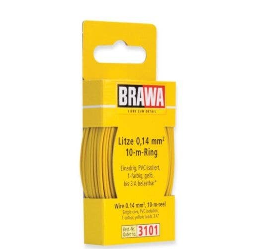 33′ Solid Stranded Copper Wire -- Yellow, ALL, Brawa Modellspielwaren 3101