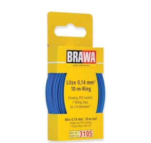 33′ Solid Stranded Copper Wire -- Blue, ALL, Brawa Modellspielwaren 3105