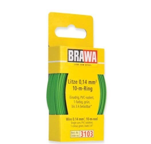 33′ Solid Stranded Copper Wire -- Green, ALL, Brawa Modellspielwaren 3103
