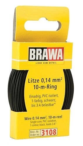 33′ Solid Stranded Copper Wire -- Black, ALL, Brawa Modellspielwaren 3108