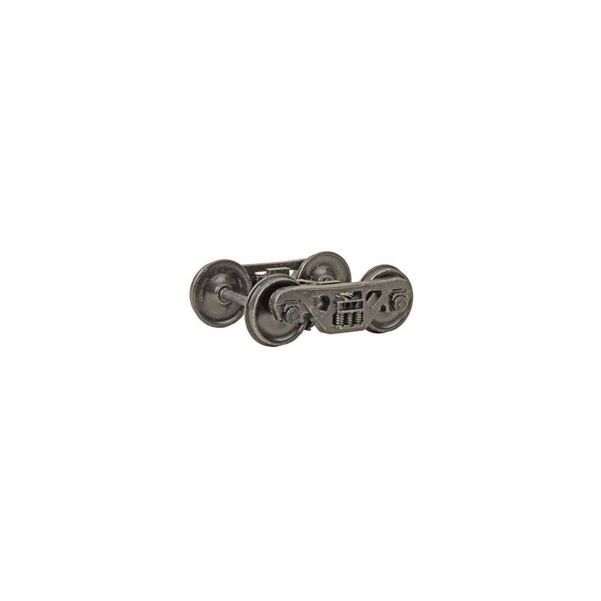 2-Rail A.S.F. 100-Ton Roller Bearing Metal Trucks -- With 36′ Smooth-Back Metal Wheels 1 Pair, O, Kadee Quality Products 754