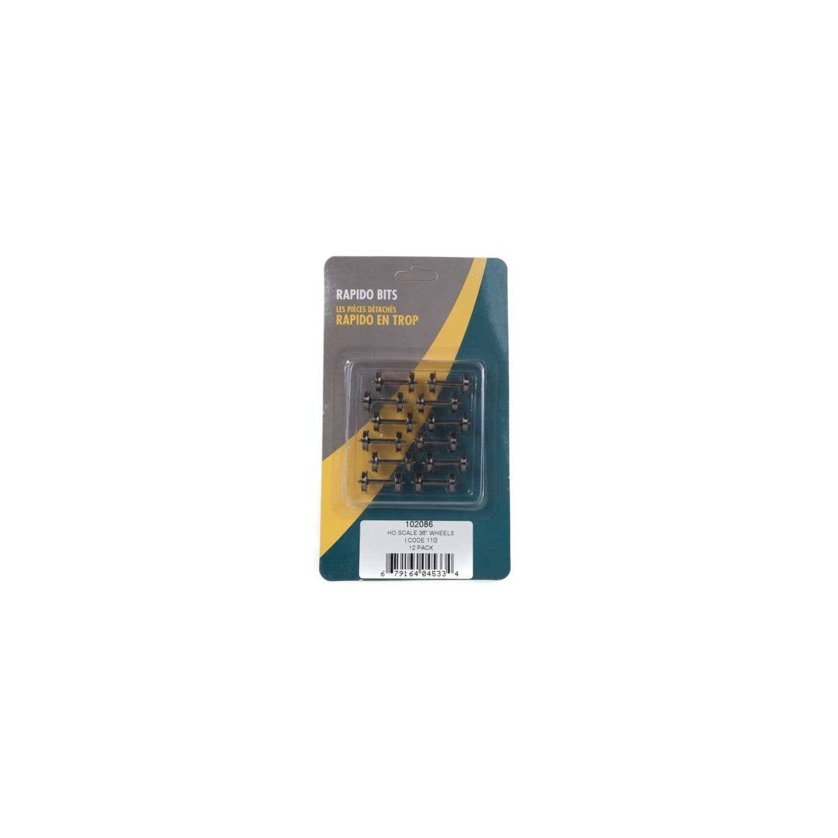36′ Code 110 Metal Wheelsets -- pkg(12), HO, Rapido Trains Inc 102086